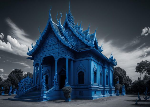 Thai Temple Specifics Blue Temple Chanthaburi Province Thailands Wat Paknam Khaem Nu One Chantaburis Landmarks