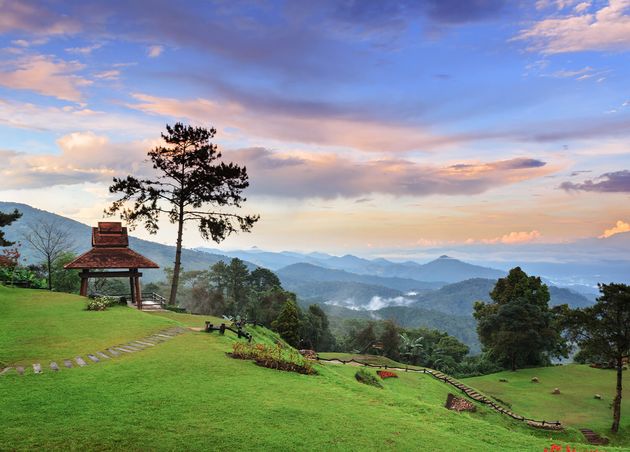 Beautiful Sunset Hight Mountains Huai Nam Dang National Park Chiang Mai Province Thailand