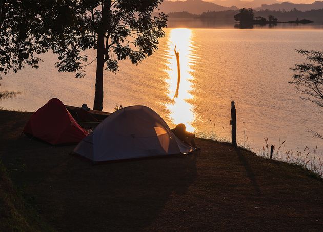 Beautiful Sunset View Pom Pee View Pointpom Pee Viewpoint Is Located Khao Laem National Park Thong Pha Phum District Kanchanaburi Provincepompee Camping