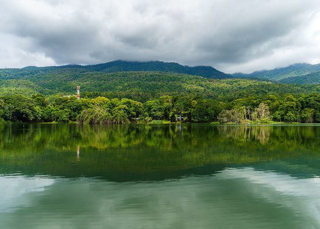 Public Place Leisure Travel Landscape Lake Views Ang Kaew Chiang Mai University Doi Suthep Nature Forest Mountain Views Spring Cloudy Sky Background with White Cloud