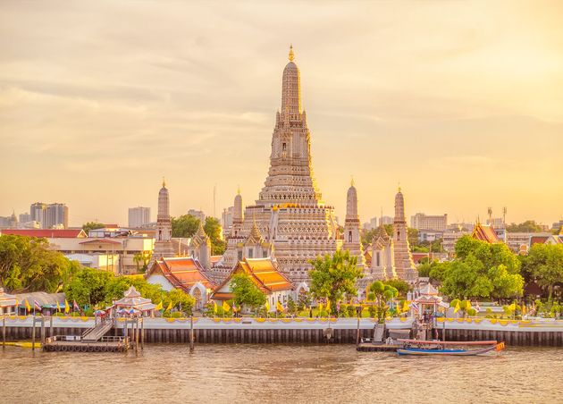 Beautiful View Wat Arun Temple Sunset Bangkok Thailand