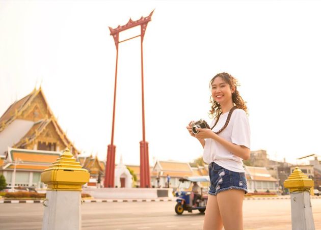 Beautiful Young Asian Tourist Woman Vacation Sightseeing Exploring Bangkok City