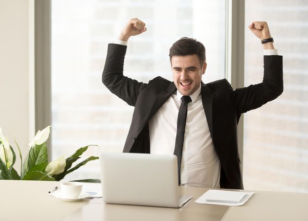 Businessman Excited because Achievement Business