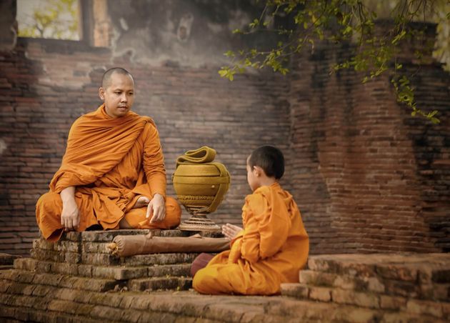 Monks Convey Teach Dharma Novices Ancient Temples Phra Nakhon Si Ayutthaya Thailand