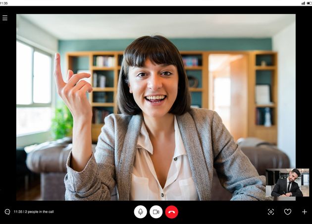 Portrait Young Business Woman Video Call from Home
