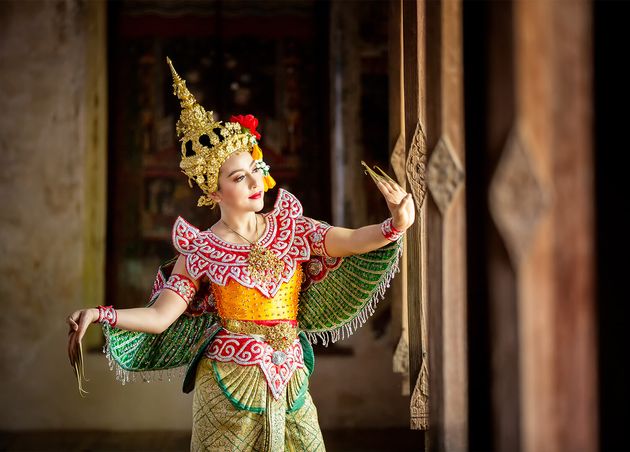 Beautiful Thai Young Woman Portrait Kinnaree Traditional Dress Costume Art Culture Thailand Dance