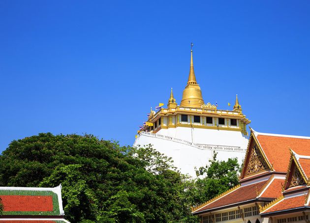 Golden Mountain Ancient Pagoda Wat Saket Temple Bangkok Thailand