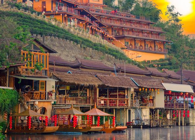 Mae Hong Son Thailand Local Boat as Chinese Style Dock Local Home Ban Rak Thai