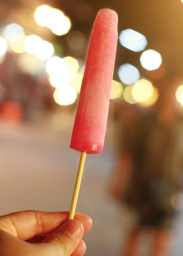 Thai Style Ice Cream Ice Freezer POP Bokeh Light Night Market Street Food