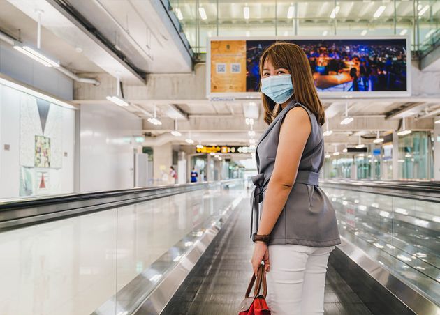 Young Woman Wearing Face Mask Airport Thailand