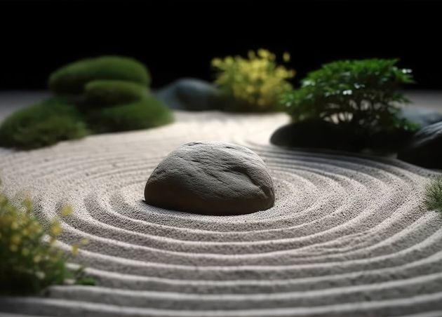 Zen Stones Garden Meditation with Dark Background