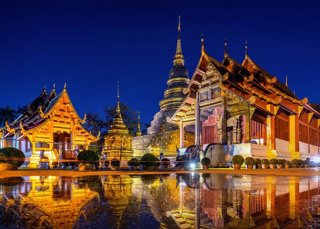 Wat Phra Singh Temple Night Chiang Mai Thailand