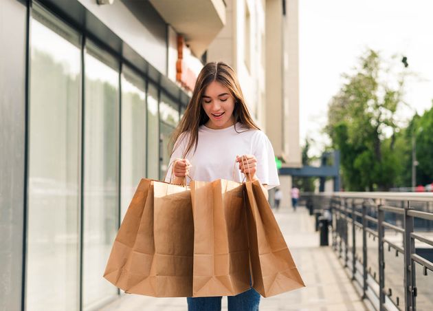 Sale Shopping Tourism Happy People Concept Beautiful Woman with Shopping Bags City