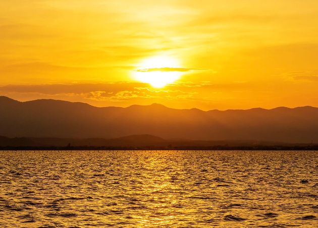 Sunset Scene Phayao Lake North Thailand